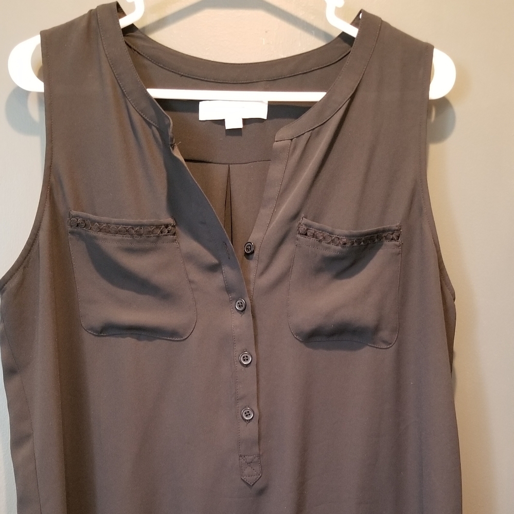 Loft Tank Top Blouse Black Size L Large